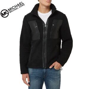 NWT MICHAEL KORS
Men's Sherpa-Fleece Mixed-Media‎ Jacket Black